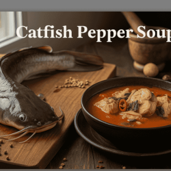 Photo of a plate of catfish pepper soup
