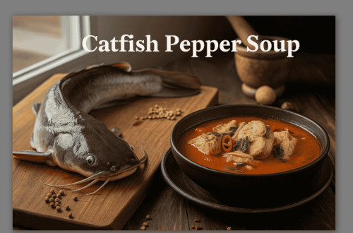 Photo of a plate of catfish pepper soup